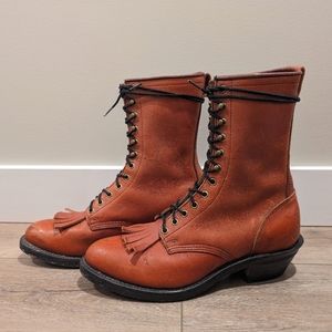 Genuine Leather Lace Up Boots Vintage Unisex